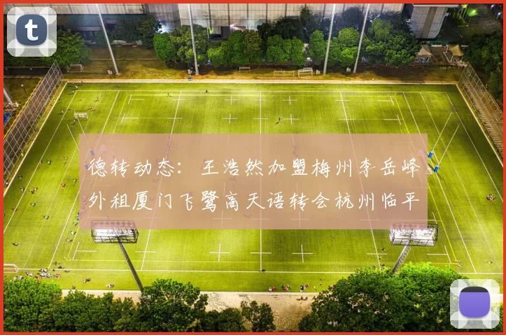 德转动态：王浩然加盟梅州李岳峰外租厦门飞鹭高天语转会杭州临平吴越
